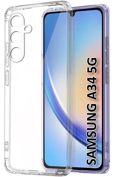 CEPSTOK Samsung Galaxy A34 Kılıf Şeffaf Kamera Korumalı Yumuşak Silikon