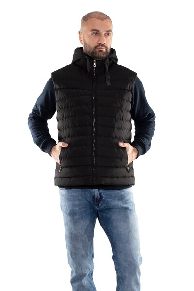 BIGAZZI 917-226 Regularfit Memory Kombinli Kapşonu Çıkma Erkek Şişme Yelek