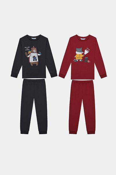 Penti Cotton Boy's Camp 2 részes többszínű pizsama szett