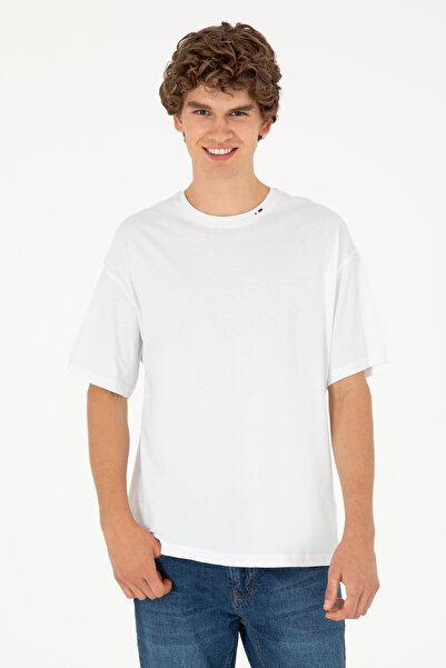 U.S. Polo Assn. Erkek Oversize Fit Bisiklet Yaka Beyaz Tişört 50294288-VR013