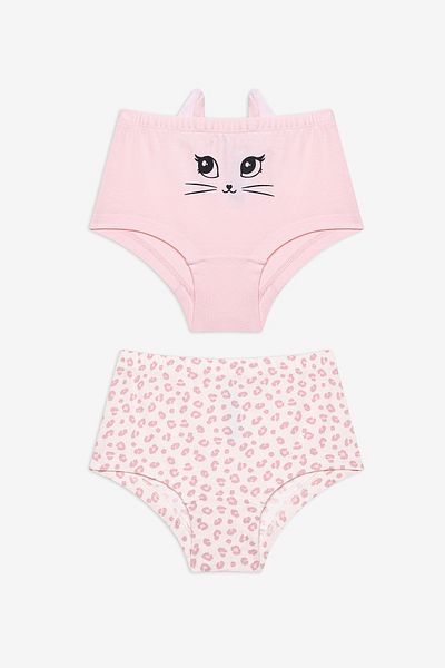 Penti Πολύχρωμο Hipster εσώρουχο για κορίτσια Kitty Leopard 2 Pack
