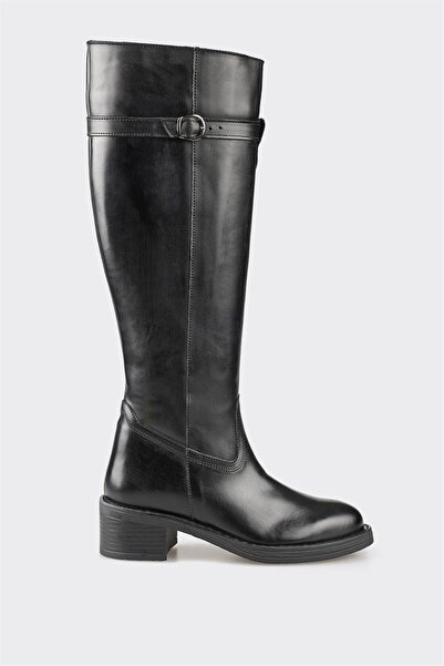 Elle Shoes Siyah Deri Kadın Çizme