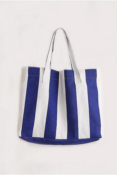 HSDemirci Women's Canvas 2-Pocket Daily Colorful Beach Shoulder Bag Blue