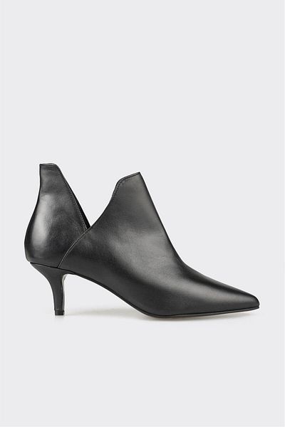 Elle Shoes Μαύρα δερμάτινα γυναικεία κλασικά μποτάκια