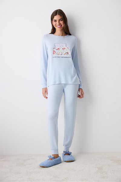 Penti Set de pijamale pantaloni albastru deschis Lazy Weekend