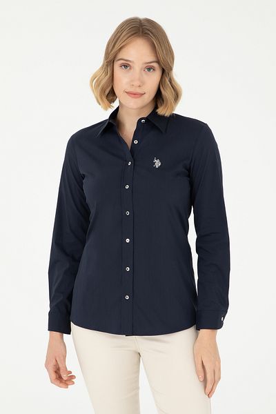 U.S. Polo Assn. Cămașă de bază cu mânecă lungă, albastru bleumarin pentru femei 50293919 -VR033