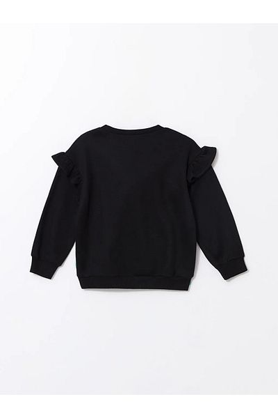 LC Waikiki Lcw Baby New Black Crew Neck Minnie Mouse Printed Baby Girl Sweatshirt