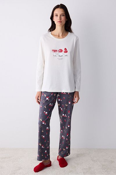Penti Warm Hearts Multicolored Pants Pajama Set