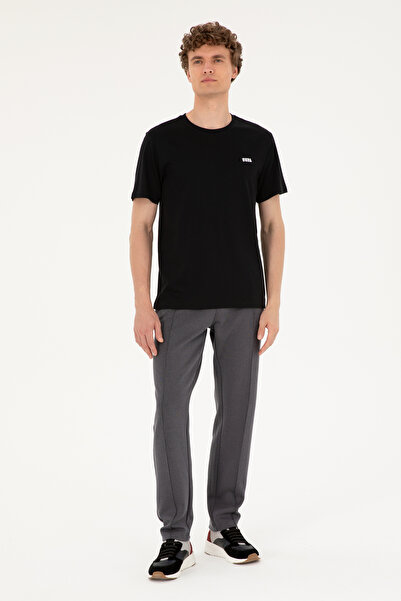 U.S. Polo Assn. Ανδρικό μπλουζάκι με κανονική εφαρμογή με λαιμόκοψη μαύρο 50294290-VR046