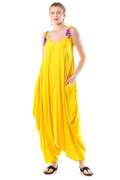Bohem Stil Salopetă oversize cu ochi pentru femei, cu curea de umăr reglabilă