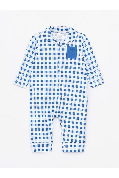 LC Waikiki Kostkovaná chlapecká kombinéza Lcw Baby Collar