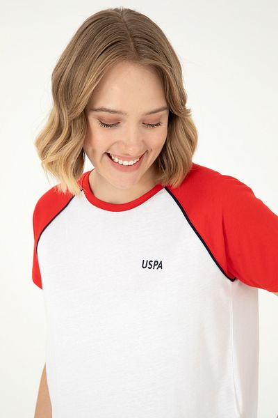 U.S. Polo Assn. Tricou roșu cu gât roșu pentru femei 50294759 -vr030