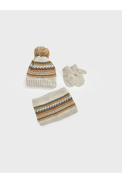 LC Waikiki قفازات Lcwk Pompom مفصلة للأطفال الرضع وطوق للرقبة
