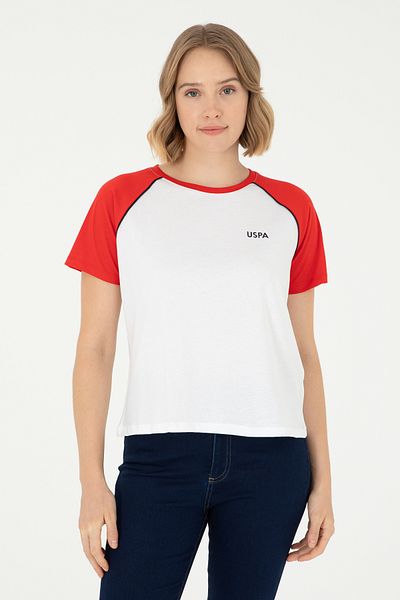 U.S. Polo Assn. Tricou roșu cu gât roșu pentru femei 50294759 -vr030