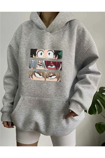 Pink Sky Φούτερ Oversize Γκρι με κουκούλα - 1 Hoodie