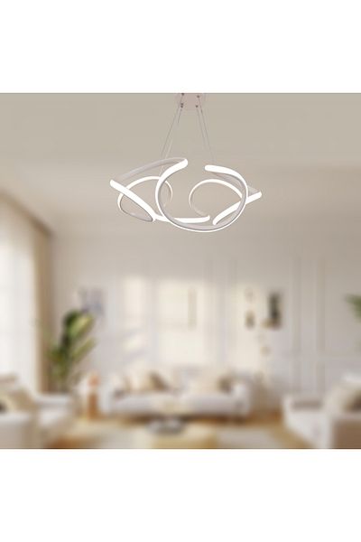 TT AYDINLATMA Tt307-40-By Tt Lighting (3 Color Light Module) Spiral Model Matte White Led Chandelier