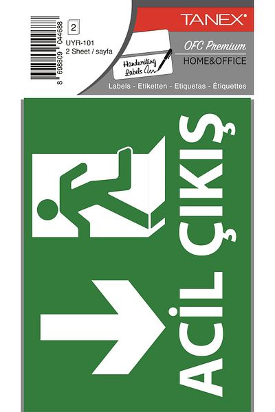 Tanex Uyr-101 Emergency Exit Label - Pack of 2