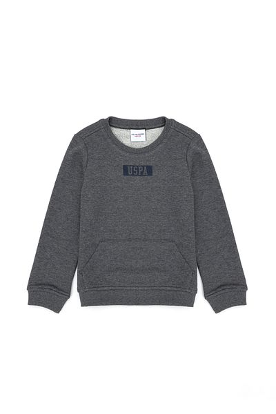 U.S. Polo Assn. Hanorac pentru băiat cu gât crew - Antracit Melange, 50274408 -VR081