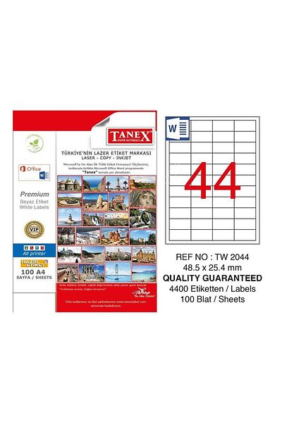 Tanex 48,5x25,4 χιλιοστά. Αυτοκόλλητο λέιζερ 100 τεμαχίων Tw-2044