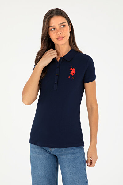 U.S. Polo Assn. Women's Navy Blue Basic Polo Neck T-Shirt 50280063-Vr033