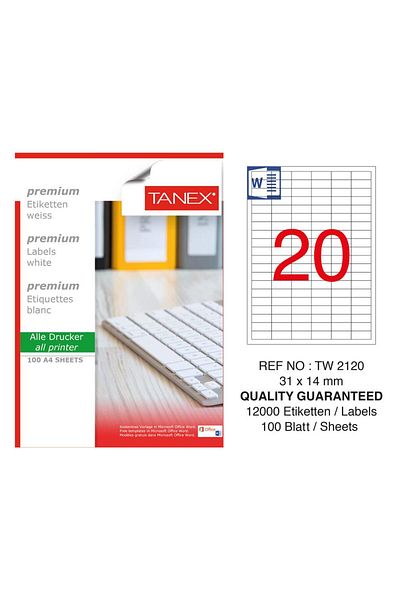 Tanex Tw-2120 Αυτοκόλλητο Λέιζερ 31 Χ 14 Χιλ