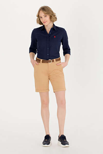 U.S. Polo Assn. Kadın Camel Dokuma Şort 50263220-VR015