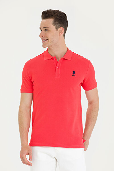 U.S. Polo Assn. Men's Red Basic Polo Neck T-Shirt 50263238-Vr213
