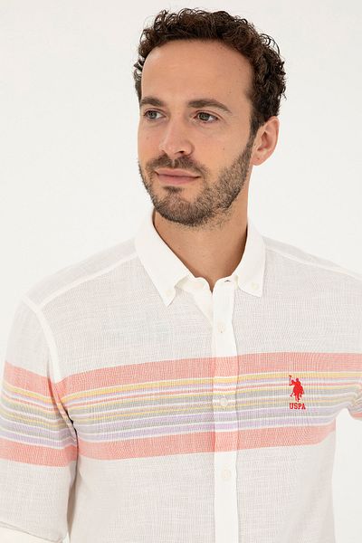 U.S. Polo Assn. Pomegranate Flower Patterned Men's Shirt - Long Sleeve, Model 50283790 -VR239