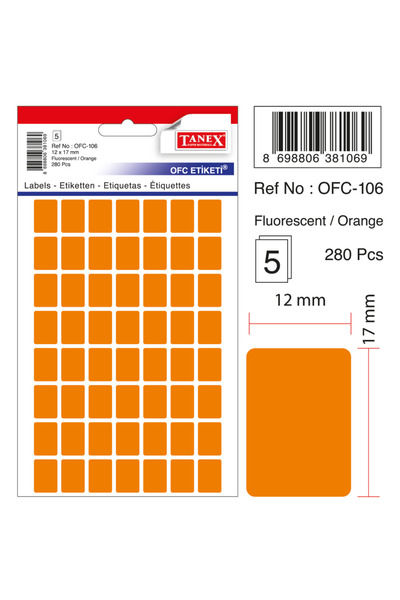 Tanex Ofc-106 Flo Orange Office Label