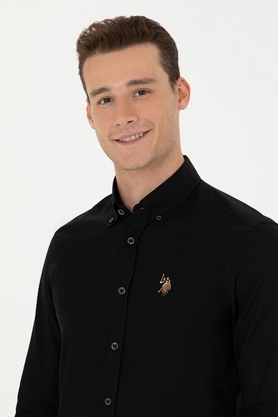U.S. Polo Assn. Μαύρο Basic μακρυμάνικο ανδρικό πουκάμισο - 50271276 -VR046