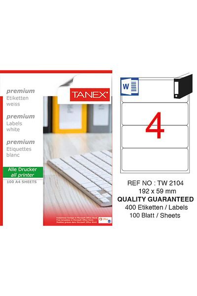 Tanex Tw-2104 Laser Label Πακέτο 100