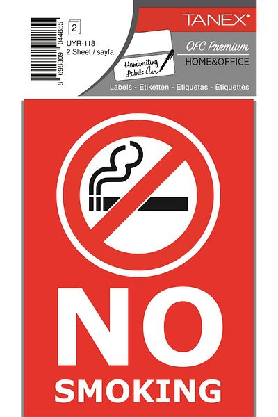 Tanex Uyr-118 No Smoking Warning Label 2 Pack