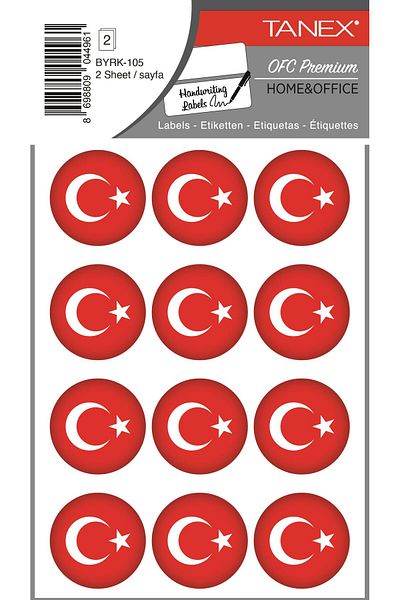 Tanex Byrk-105 32X32Mm Turkish Flag - Pack of 24