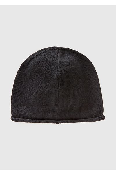 United Colors of Benetton Women's Black Wool and Cashmere Blended Beanie with Logo Detail on the Front