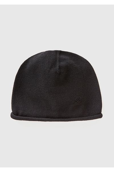 United Colors of Benetton Women's Black Wool and Cashmere Blended Beanie with Logo Detail on the Front