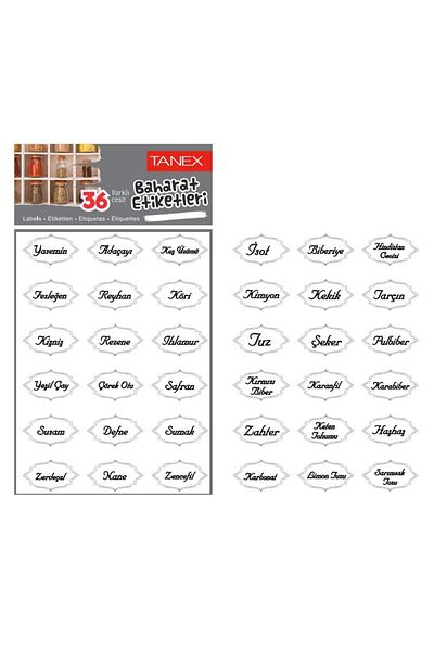 Tanex Ετικέτα καρυκευμάτων Διαφανής 32 X 22 mm 36 Διαφορετική ετικέτα καρυκευμάτων
