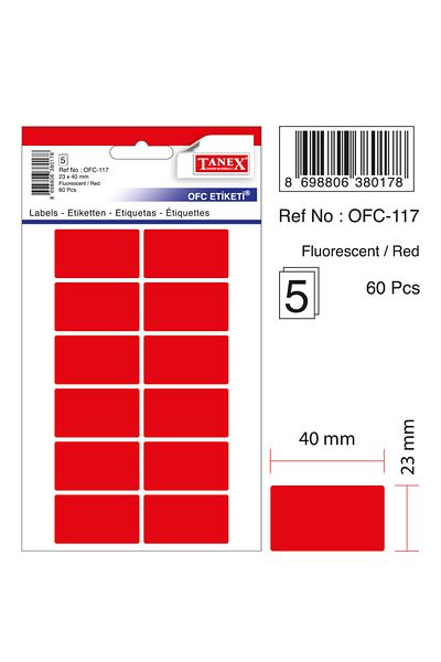 Tanex Ofc-117 Flo Red Office Label