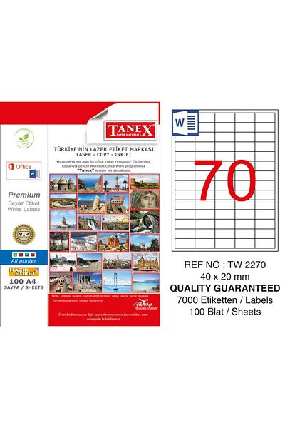 Tanex Tw- 2270 Laser Label 100 Pack