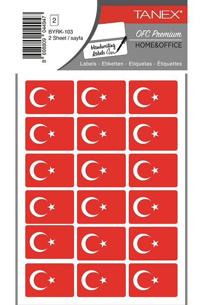 Tanex Byrk-103 Turkish Flag - 32X22Mm, Pack of 36