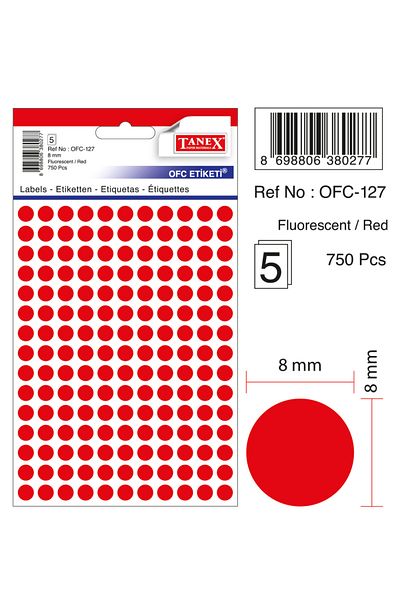 Tanex Ofc-127 Flo Red Ετικέτα γραφείου