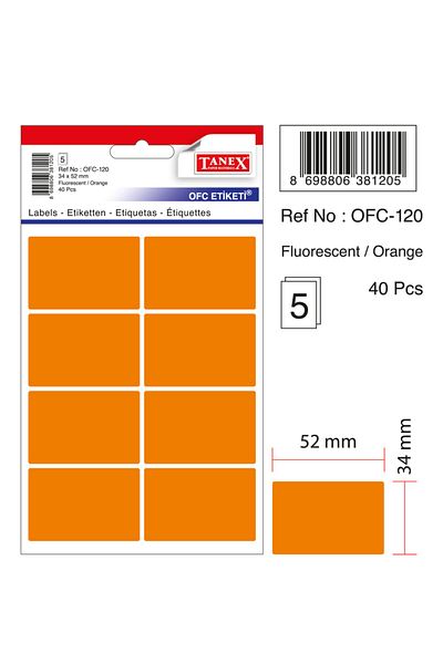 Tanex ملصق مكتب Ofc-120 Flo باللون البرتقالي