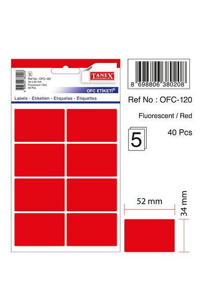Tanex ملصق مكتب أحمر Ofc-120 Flo