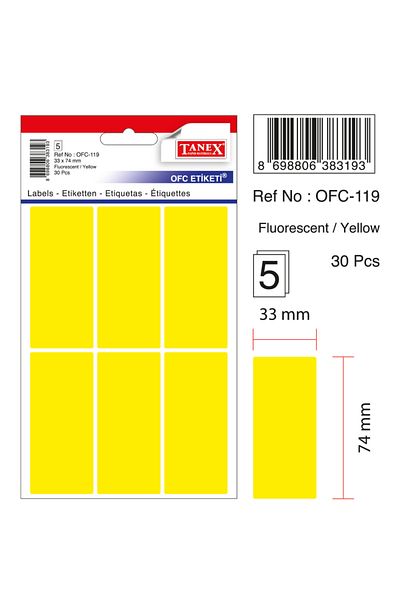 Tanex Etichetă de birou Ofc-119 Flo Yellow