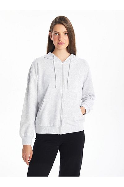 LC Waikiki Γυναικεία φούτερ με φερμουάρ LW - Hooded Plain Oversize