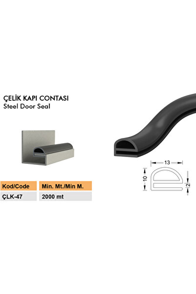 CONTACALL Çelik Kapı Fitili Geçmeli Kapı Altı Eşik Fitili Geçmeli Siyah Renk 5 Metre