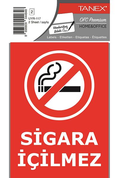 Tanex Uyr-117 No Smoking Warning Label 2 Pack