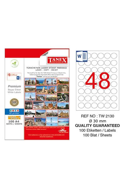 Tanex Tw-2130 Laser Label 30mm Round
