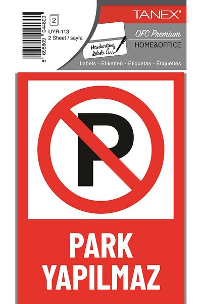 Tanex Uyr-113 No-Parking Warning Label 2 Pack