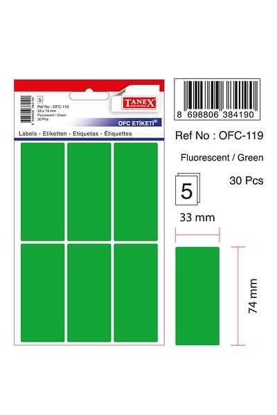 Tanex Etichetă de birou Ofc-119 Flo Green