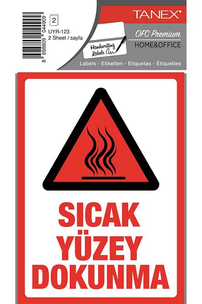 Tanex Uyr-123 Soft Surface Warning Label 2 Pack